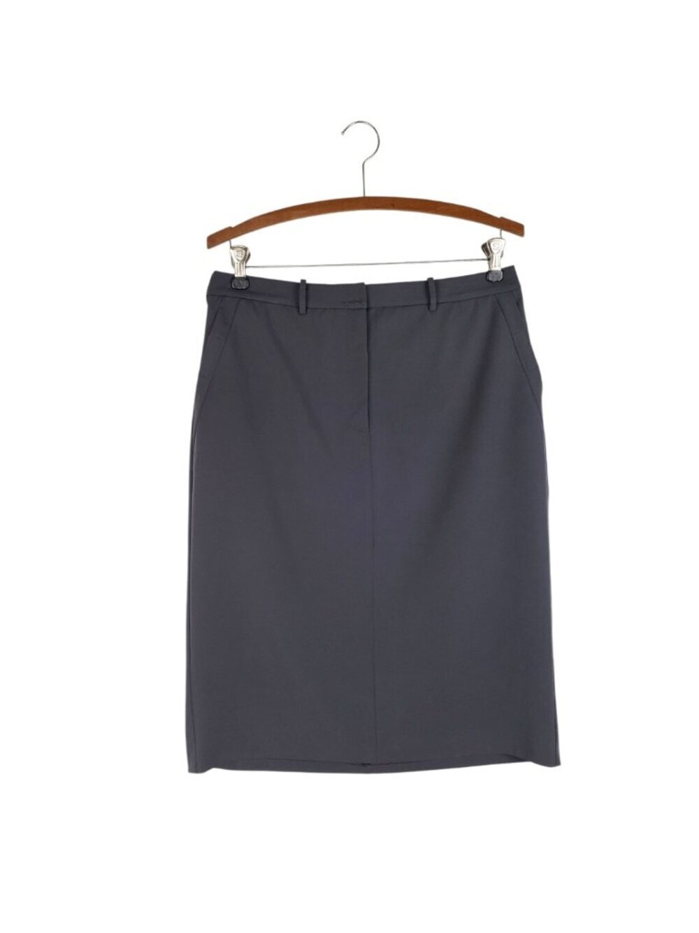 Armani Exchange Straight Midi Skirt Gray Hook & Loop Straight Chino Womens 10